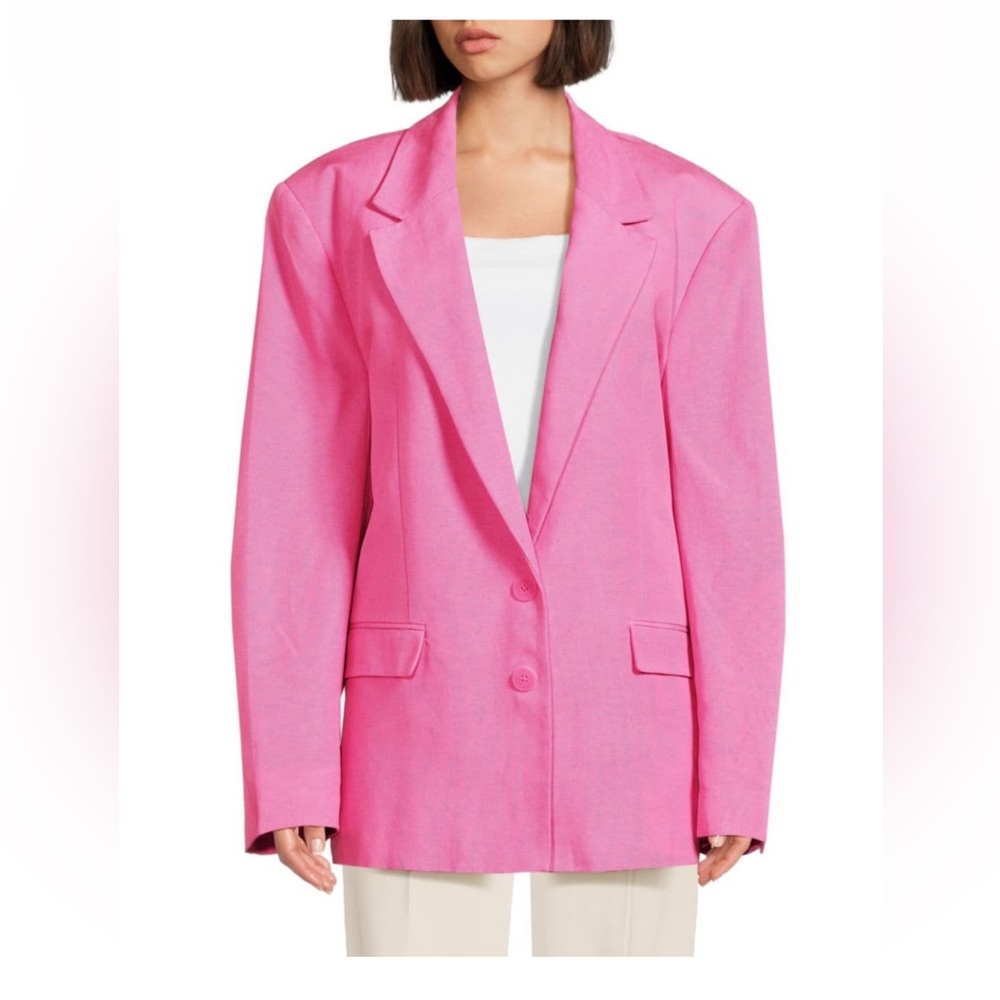 💖 Farm Rio Single Breasted Blazer Pink Oversize XL New NWT